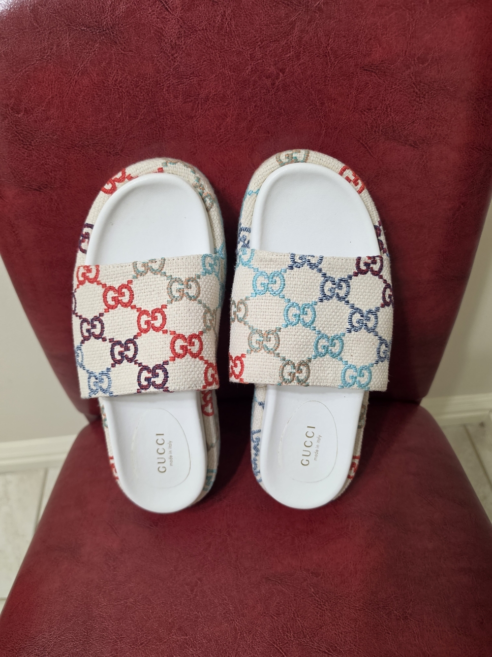 Gucci Multicolor GG Canvas Slide Sandals - Multi